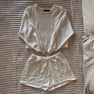 Cream Waffle Knit Lounge Set